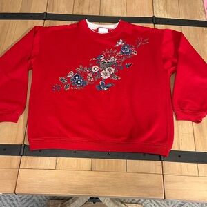Vintage Bobbie Brooks Bird Flowers Crewneck Sweatshirt Sweater Pullover Medium